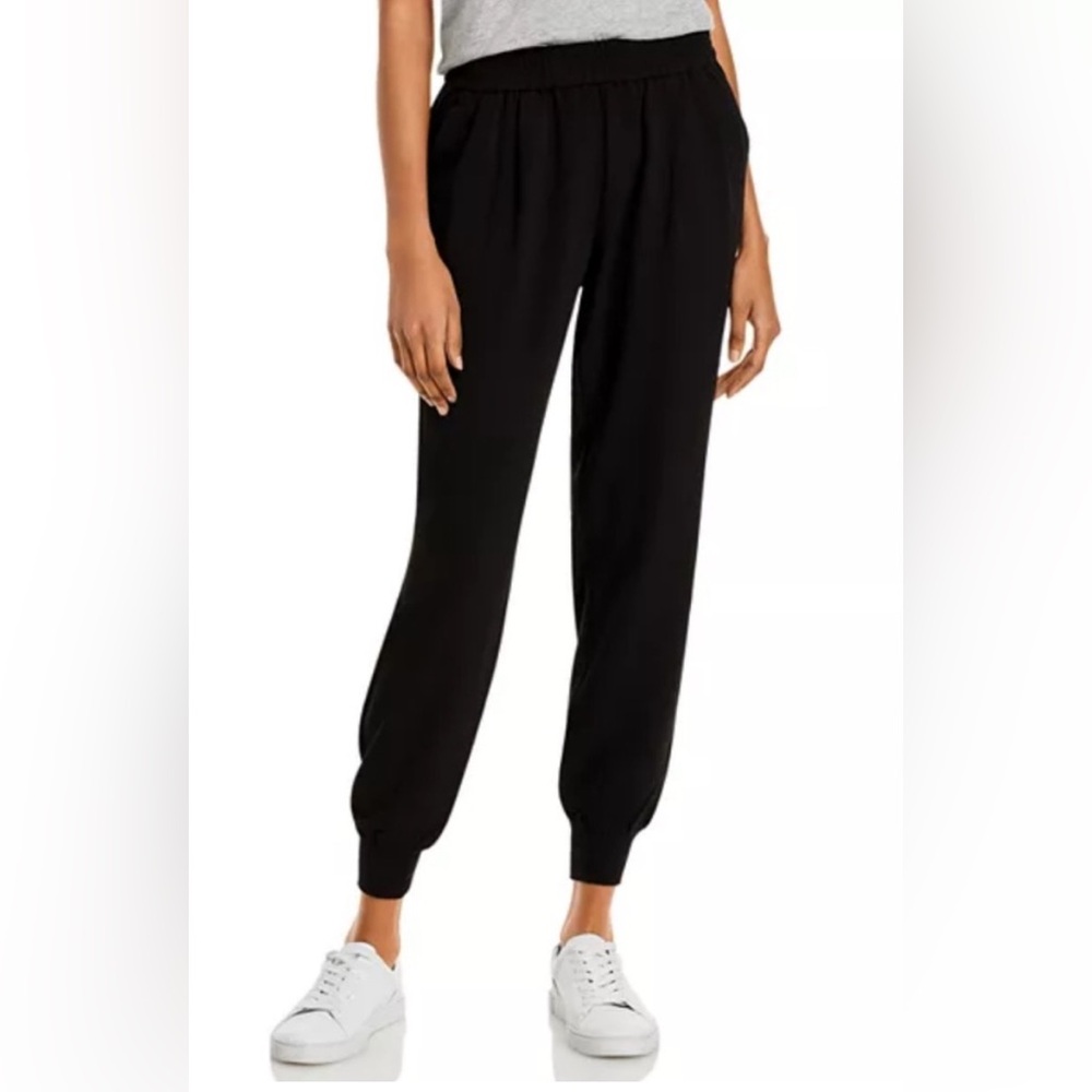 Joie Mariner Black Cropped Relaxed Joggers in Crepe